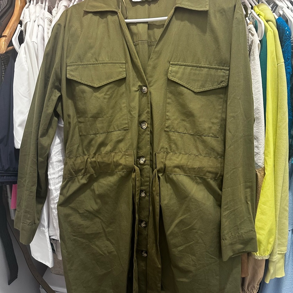 Zara Olive Green Long Sleeve Dress